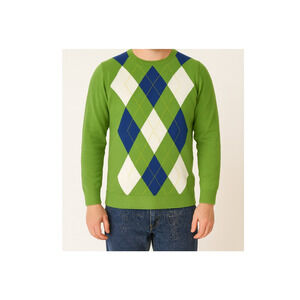 IZOD Unisex med Vtg Style‎ Argyle sweater . Bold Preppy retro ivy league